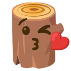Holz + Kuss zuwerfendes Gesicht