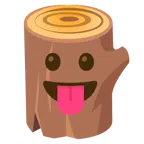 Holz + Gesicht mit herausgestreckter Zunge