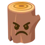 Holz + verärgertes Gesicht