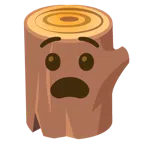 Holz + qualvolles Gesicht
