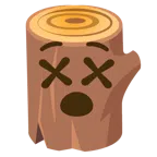 Holz + benommenes Gesicht