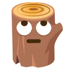 Holz + Augen verdrehendes Gesicht