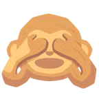 Holz + sich die Augen zuhaltendes Affengesicht