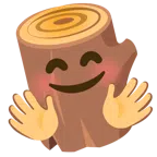 Holz + Gesicht mit umarmenden Händen