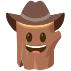 Holz + Gesicht mit Cowboyhut