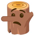 Holz + lügendes Gesicht