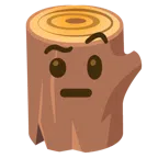 Holz + Gesicht mit hochgezogenen Augenbrauen