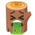 Holz + kotzendes Gesicht