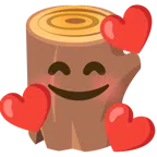 Holz + lächelndes Gesicht mit Herzen
