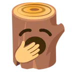 Holz + gähnendes Gesicht
