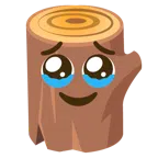 Holz + Gesicht, das Tränen zurückhält