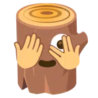 Holz + Gesicht mit durch die Finger linsendem Auge