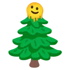 cara derritiéndose + árbol de hoja perenne