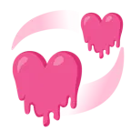 cara derritiéndose + corazones giratorios