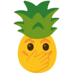 gözleri açık ve eliyle ağzını kapatan yüz + ananas