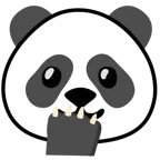 gözleri açık ve eliyle ağzını kapatan yüz + panda