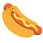 face with peeking eye + hot dog