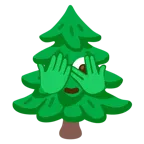 face with peeking eye + evergreen tree