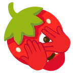 face with peeking eye + strawberry