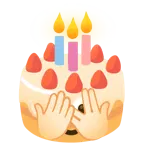 face with peeking eye + birthday cake