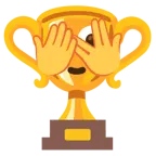 face with peeking eye + trophy