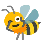 face with peeking eye + honeybee