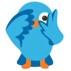 face with peeking eye + bird