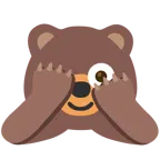 face with peeking eye + bear