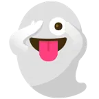 face with peeking eye + ghost