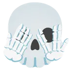 face with peeking eye + skull