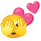 face with peeking eye + two hearts