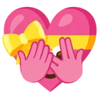 face with peeking eye + heart with ribbon