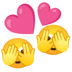face with peeking eye + revolving hearts