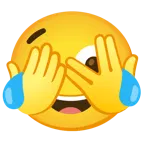 face with peeking eye + face with tears of joy