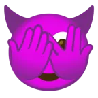 face with peeking eye + smiling face with horns