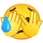 face with peeking eye + sad but relieved face