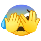face with peeking eye + anxious face with sweat