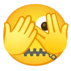face with peeking eye + zipper-mouth face