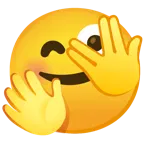 face with peeking eye + smiling face with open hands