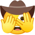 face with peeking eye + cowboy hat face