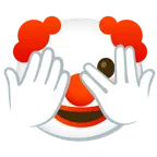 face with peeking eye + clown face