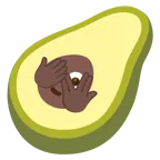 face with peeking eye + avocado