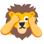 face with peeking eye + lion