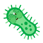 face with peeking eye + microbe