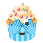 face with peeking eye + cupcake