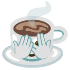 face with peeking eye + hot beverage