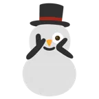 face with peeking eye + snowman without snow