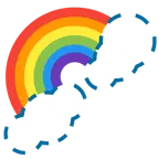 dotted line face + rainbow