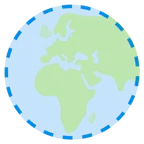 dotted line face + globe showing Europe-Africa