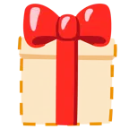 dotted line face + wrapped gift